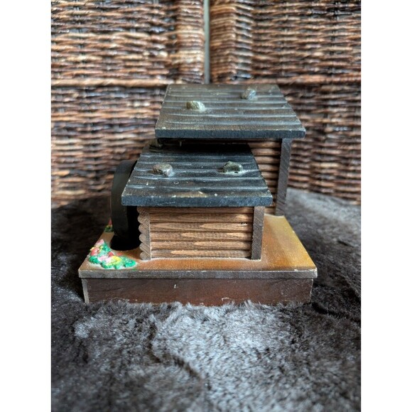 VTG Swiss Chalet Jewelry Box Water Wheel Alpine Country Cottagecore Trinket Hide - Picture 10 of 13